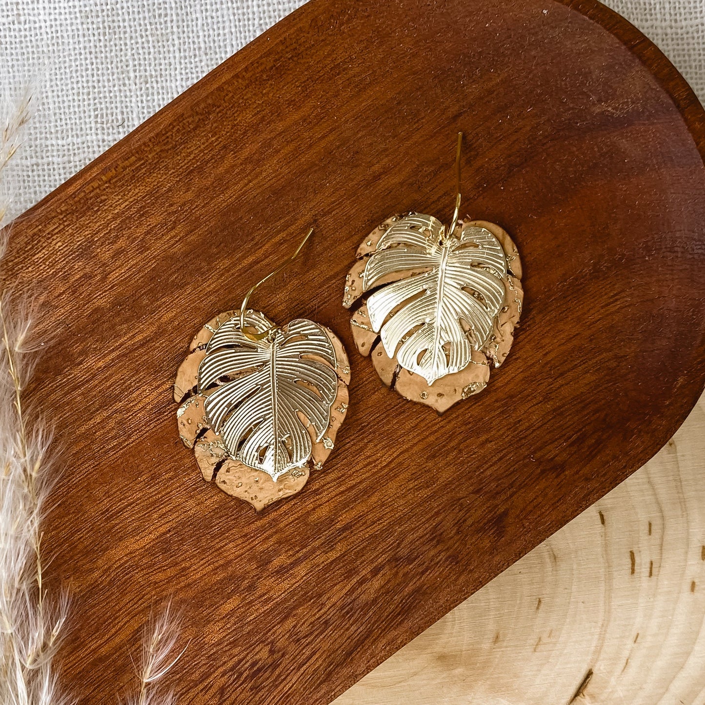 Variegated Monstera leaf dangles - Sydney Jane Jewelry