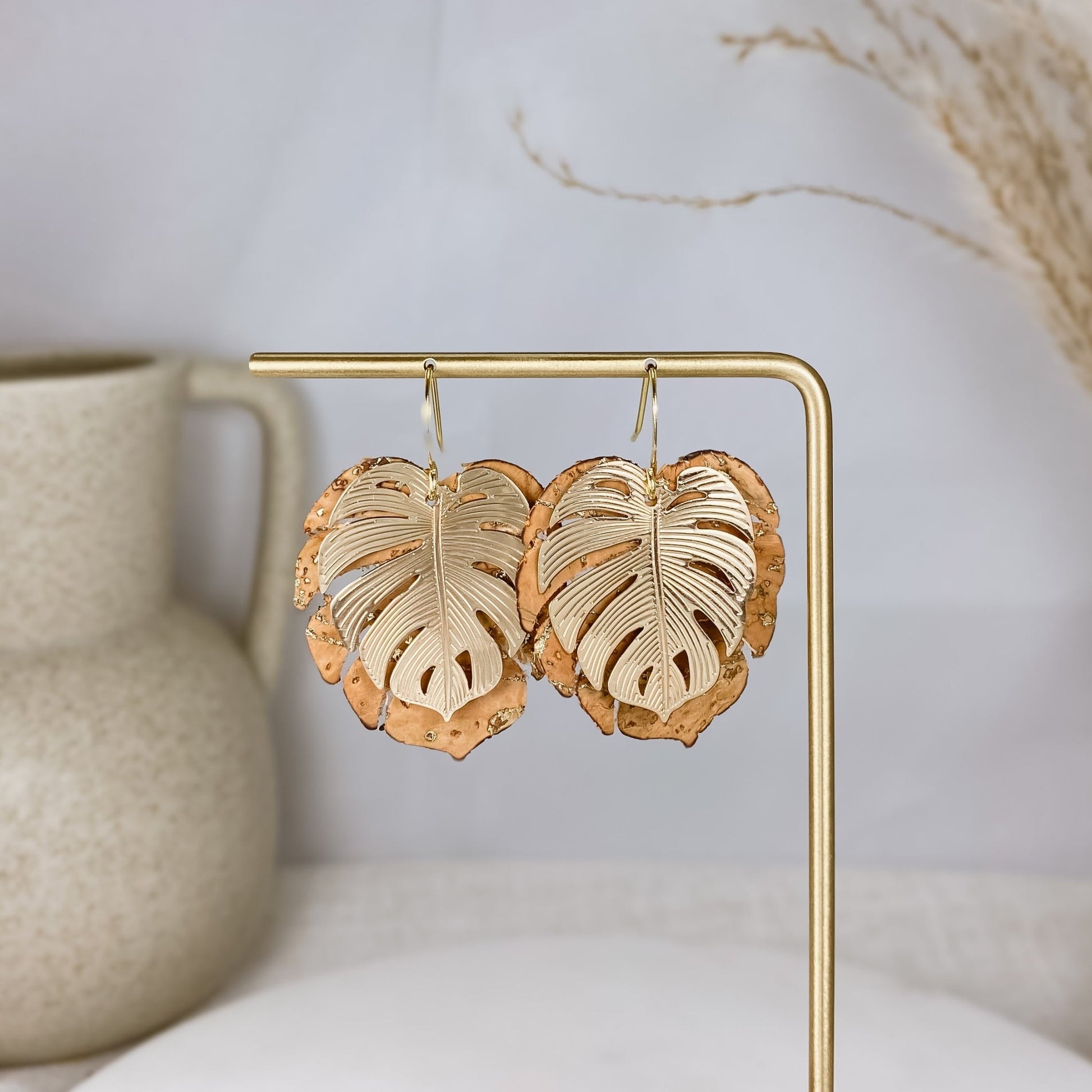 Variegated Monstera leaf dangles - Sydney Jane Jewelry