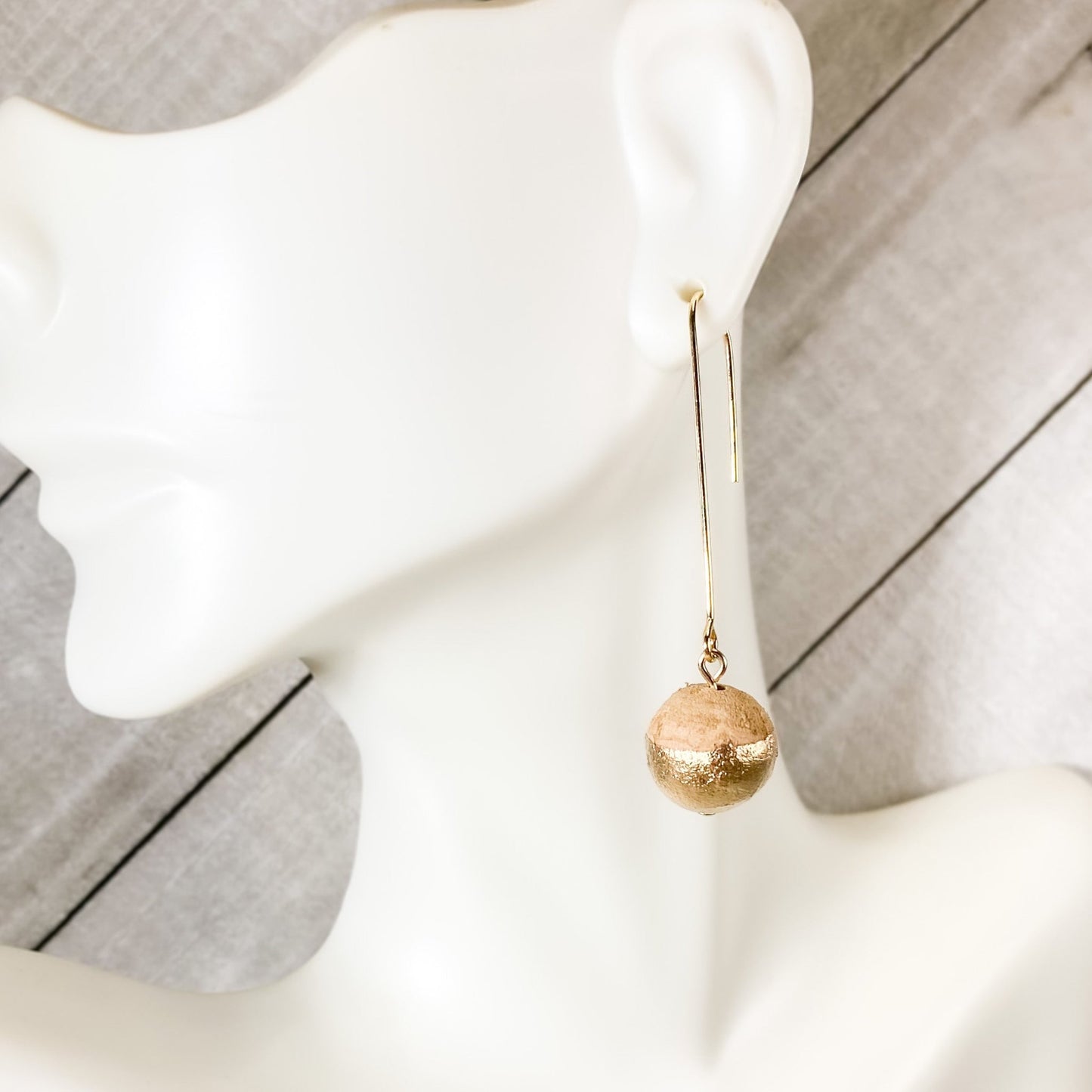Gold Leaf Dipped Cork Ball Earrings - Sydney Jane Jewelry
