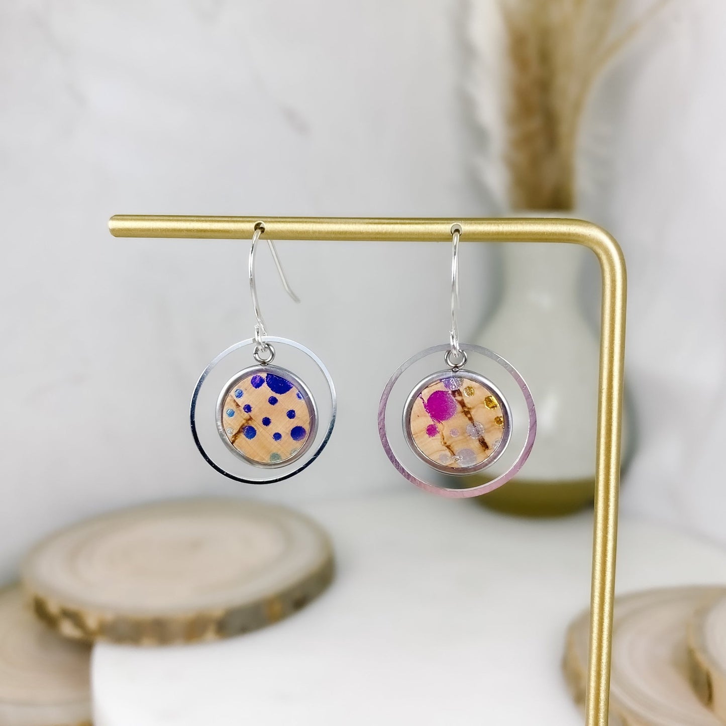 Colorful Confetti Cork Circle Earrings - Sydney Jane JewelryEarrings