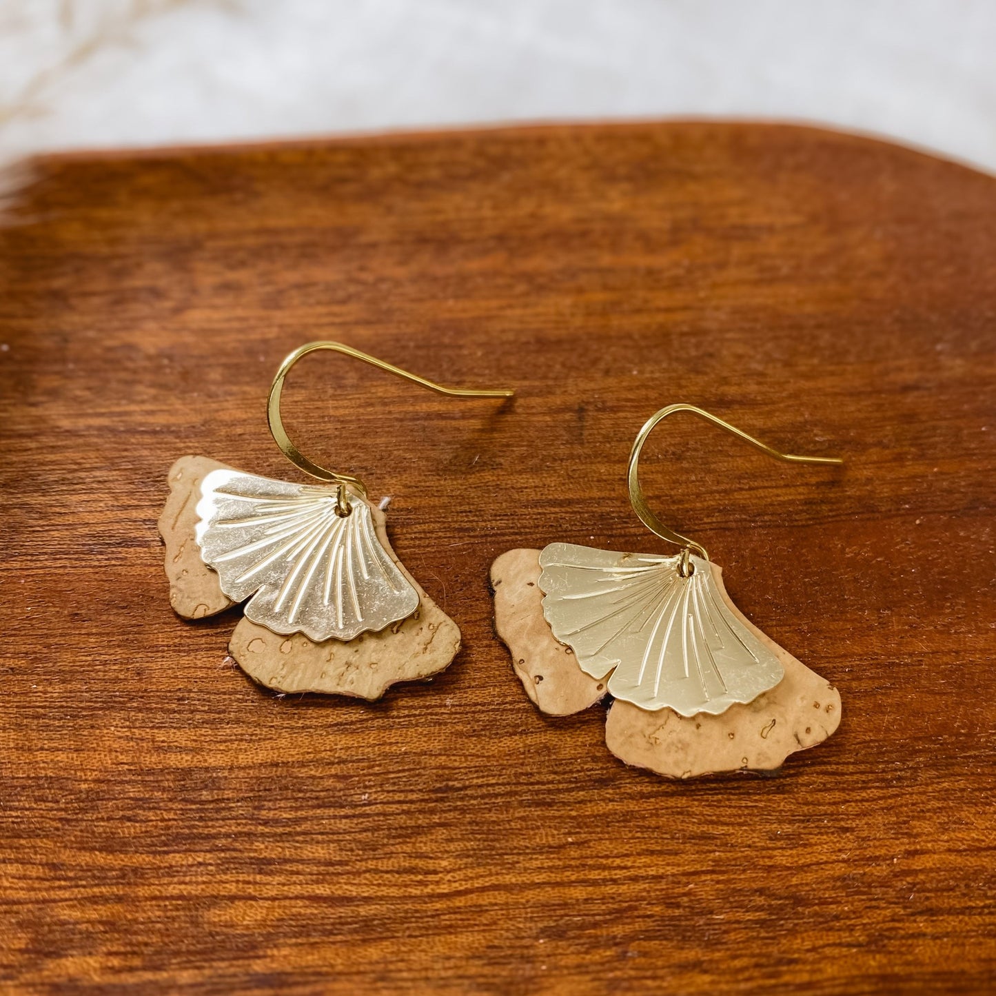 Ginkgo leaf short gold - Sydney Jane JewelryEarrings