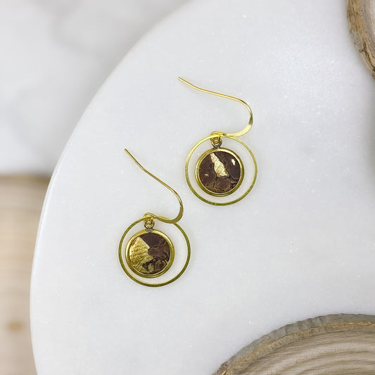 Gold - Flecked Cork Circle Earrings - Sydney Jane JewelryEarrings