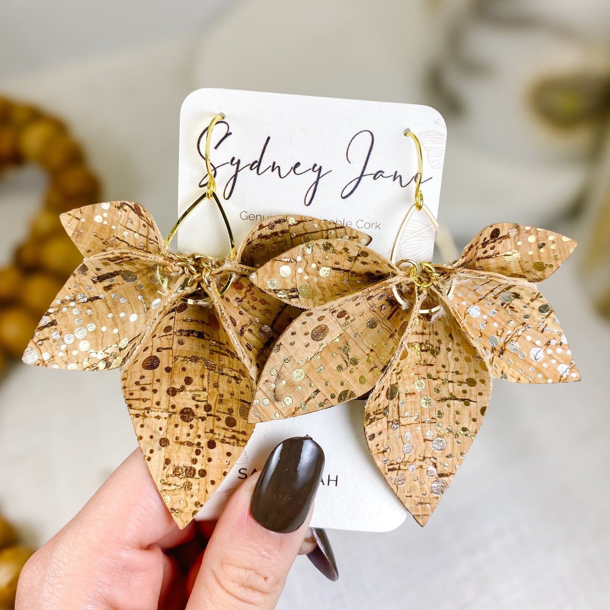 Gold - Flecked Cork Petal Earrings - Sydney Jane JewelryEarrings