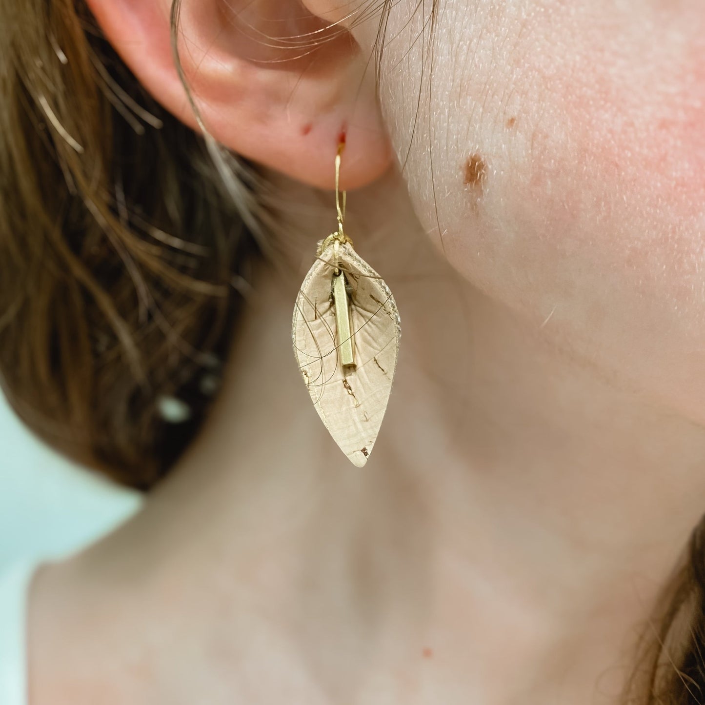 Golden vein cork leaf - Sydney Jane JewelryEarrings