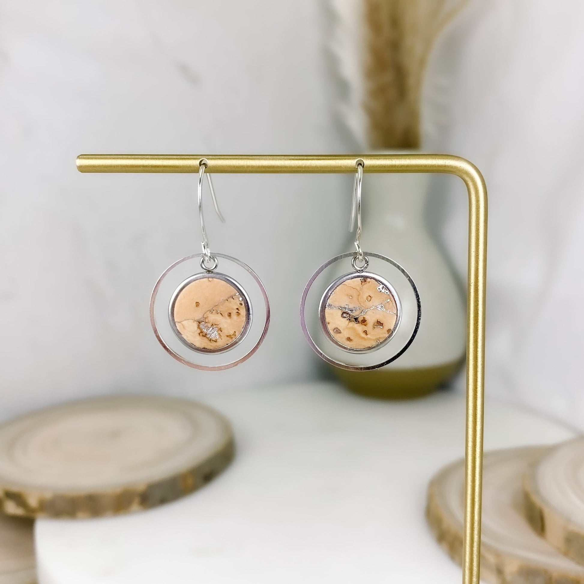 Minimalist Cork Circle Earrings - Sydney Jane JewelryEarrings