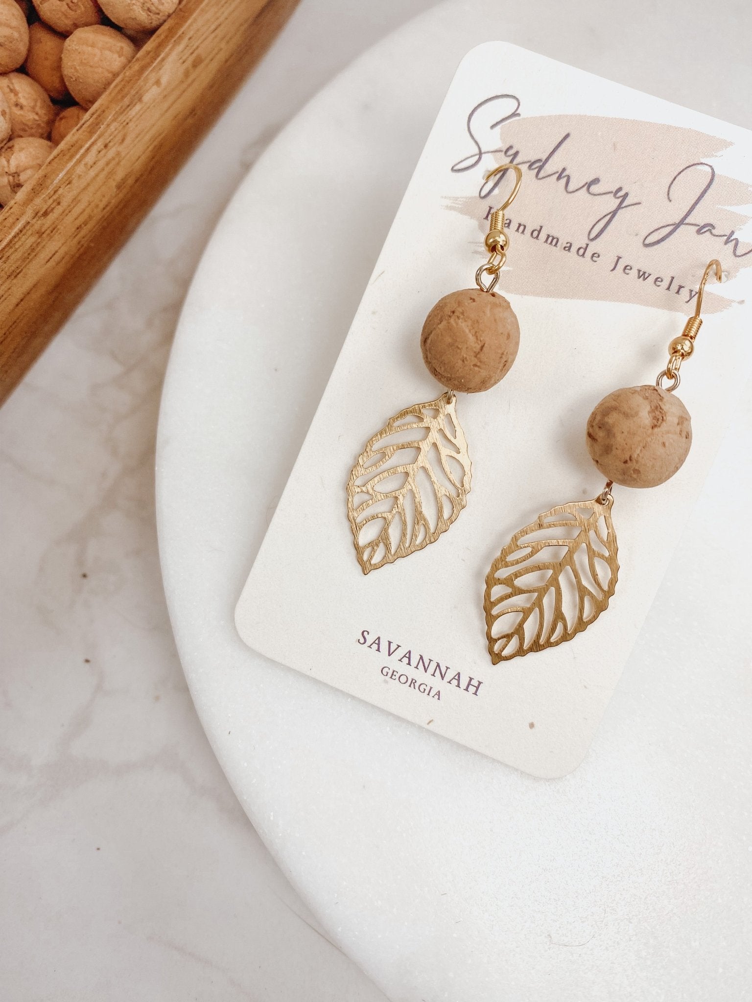 Golden Leaflet Dangles – Artisan earrings | Sydney Jane – Sydney
