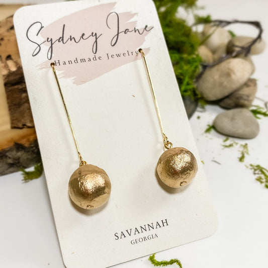 Gold Leaf Dipped Cork Ball Earrings - Sydney Jane Jewelry